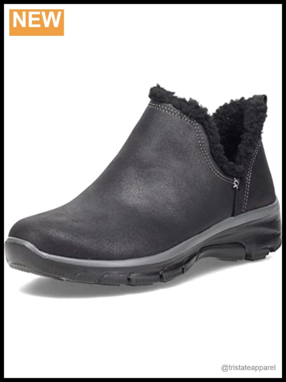 Faux Fur Trim Bootie Ankle Boot with Memory Foam Insole